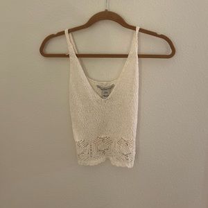 American Rag crochet cropped knit cropped tank top in cream